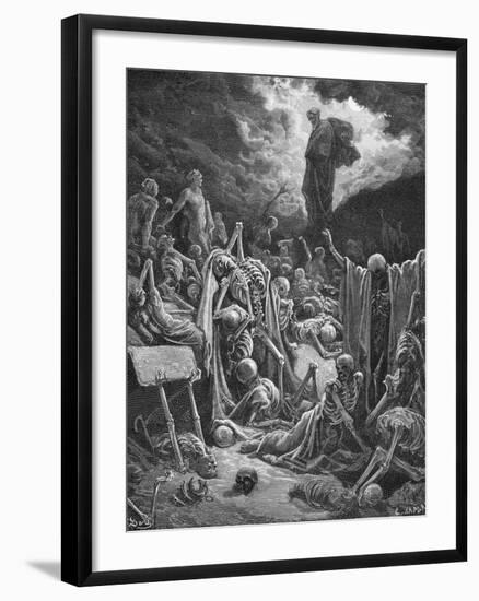 The Vision of the Valley of Dry Bones, Ezekiel 37:1-2, Illustration from Dore's 'The Holy Bible',…-Gustave Dor?-Framed Giclee Print