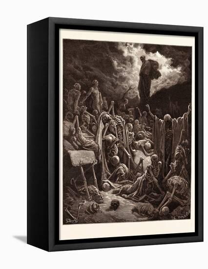 The Vision of the Valley of Dry Bones-Gustave Dore-Framed Premier Image Canvas