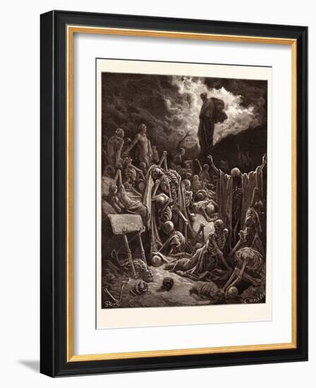 The Vision of the Valley of Dry Bones-Gustave Dore-Framed Giclee Print