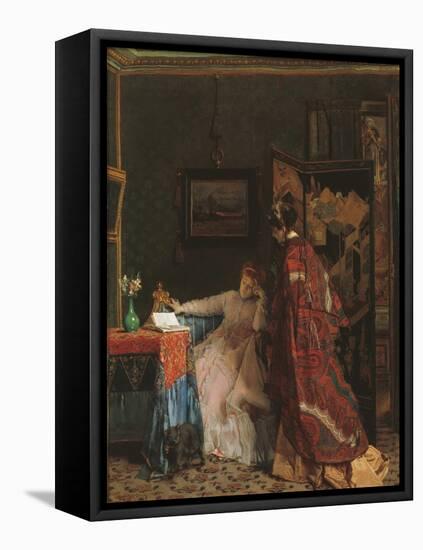 The Visit, before 1869 (Oil on Canvas)-Alfred Emile Stevens-Framed Premier Image Canvas