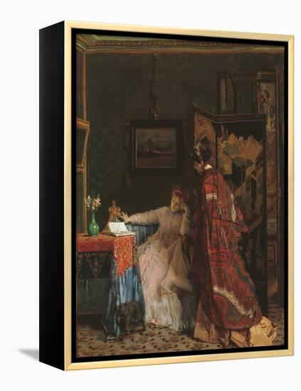 The Visit, before 1869 (Oil on Canvas)-Alfred Emile Stevens-Framed Premier Image Canvas