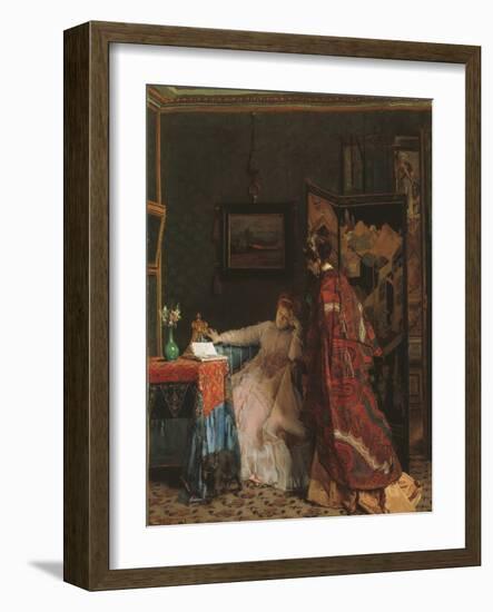 The Visit, before 1869 (Oil on Canvas)-Alfred Emile Stevens-Framed Giclee Print