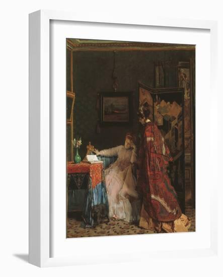 The Visit, before 1869 (Oil on Canvas)-Alfred Emile Stevens-Framed Giclee Print