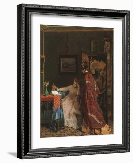 The Visit, before 1869 (Oil on Canvas)-Alfred Emile Stevens-Framed Giclee Print