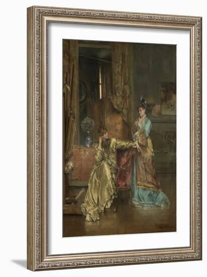 The Visit, C.1870 (Oil on Panel)-Alfred Emile Stevens-Framed Giclee Print