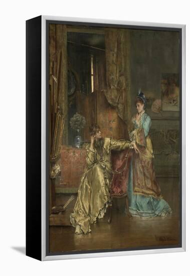 The Visit, C.1870 (Oil on Panel)-Alfred Emile Stevens-Framed Premier Image Canvas