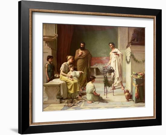 The Visit of a Sick Child to the Temple of Aesculapius, 1877-John William Waterhouse-Framed Giclee Print