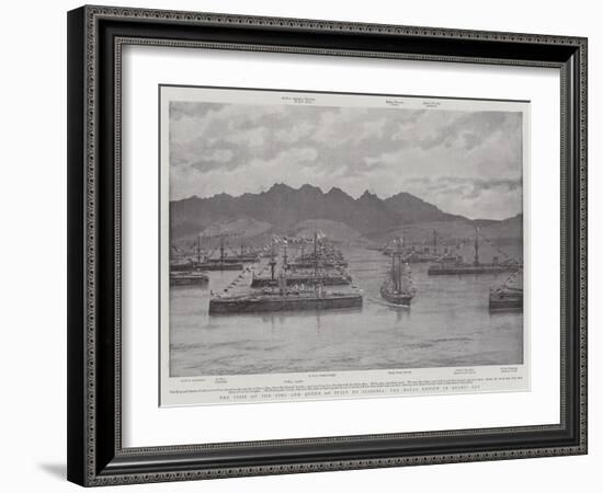 The Visit of the King and Queen of Italy to Sardinia, the Naval Review in Aranci Bay-null-Framed Giclee Print