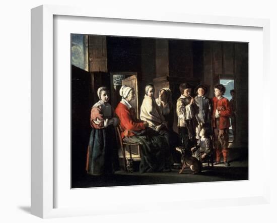 The Visit to the Grandmother, 1645-Louis Le Nain-Framed Giclee Print