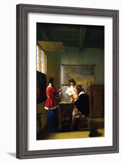 The Visit-Pieter de Hooch-Framed Art Print