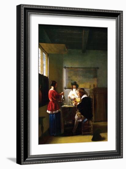 The Visit-Pieter de Hooch-Framed Art Print