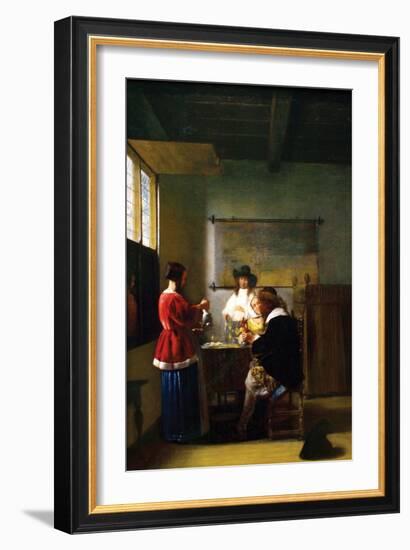 The Visit-Pieter de Hooch-Framed Art Print