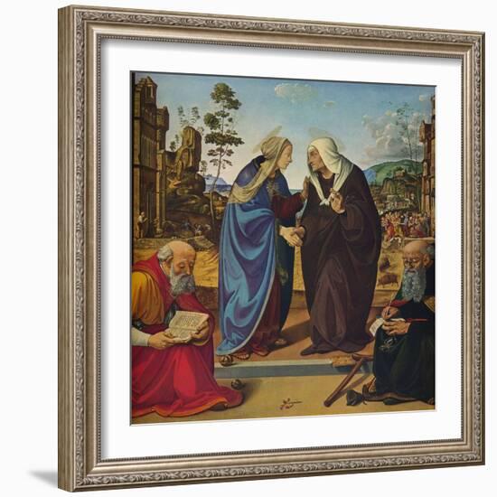 'The Visitation with Saints Nicholas and Anthony Abbot', c1489-1490-Piero di Cosimo-Framed Giclee Print