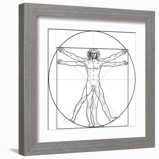 The Vitruvian Man, or Leonardo's Man-Green Ocean-Framed Art Print