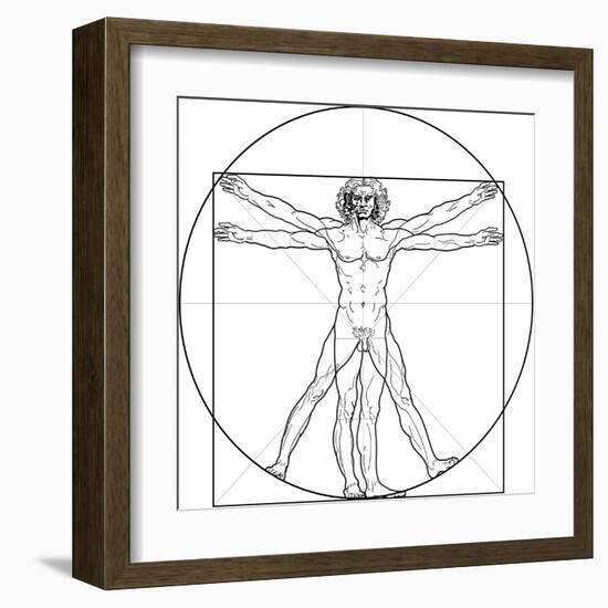 The Vitruvian Man, or Leonardo's Man-Green Ocean-Framed Art Print