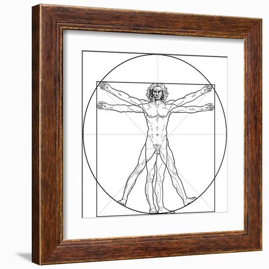 The Vitruvian Man, or Leonardo's Man-Green Ocean-Framed Art Print