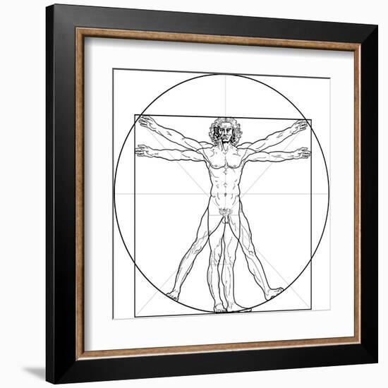 The Vitruvian Man, or Leonardo's Man-Green Ocean-Framed Art Print