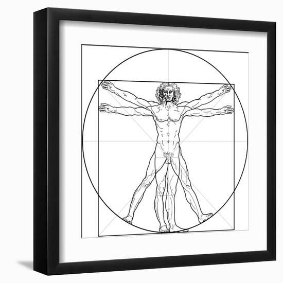 The Vitruvian Man, or Leonardo's Man-Green Ocean-Framed Art Print