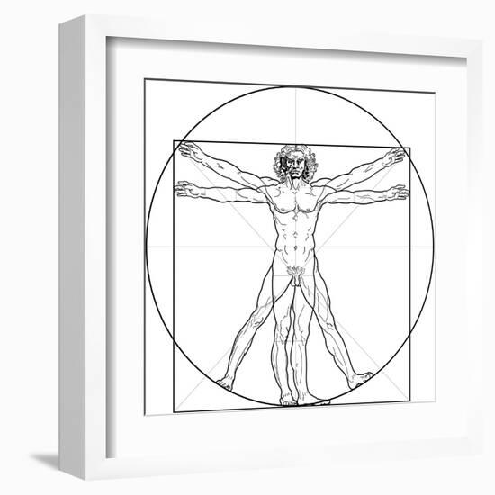 The Vitruvian Man, or Leonardo's Man-Green Ocean-Framed Art Print