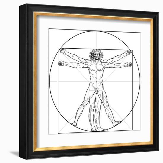 The Vitruvian Man, or Leonardo's Man-Green Ocean-Framed Art Print