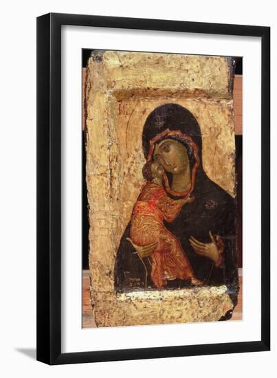 The Vladimir Madonna and Child, Russian Icon, Moscow School-Andrei Rublev-Framed Giclee Print