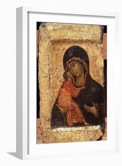 The Vladimir Madonna and Child, Russian Icon, Moscow School-Andrei Rublev-Framed Giclee Print