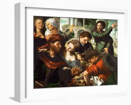 The Vocation of Saint Matthew - Jan Sanders Van Hemessen (C. 1500-C. 1566). Oil on Wood, C. 1548. D-Jan Sanders van Hemessen-Framed Giclee Print