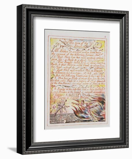 The Voice of the Devil, Illustration and Text from 'The Marriage of Heaven and Hell', C.1790-3-William Blake-Framed Giclee Print