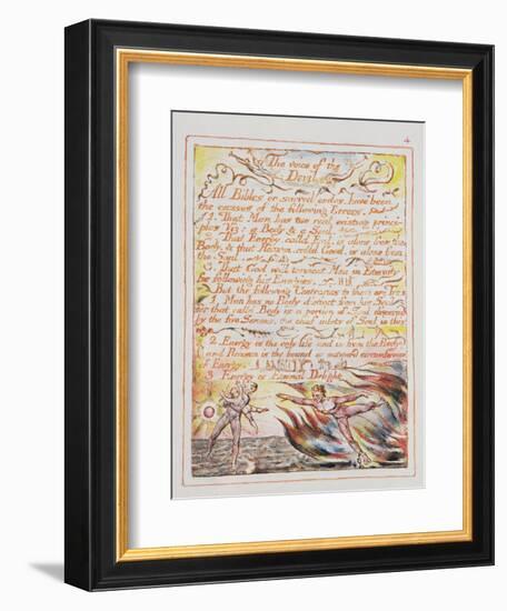 The Voice of the Devil, Illustration and Text from 'The Marriage of Heaven and Hell', C.1790-3-William Blake-Framed Giclee Print