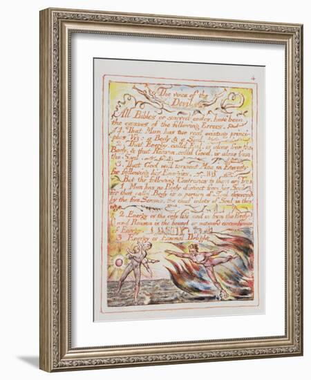 The Voice of the Devil, Illustration and Text from 'The Marriage of Heaven and Hell', C.1790-3-William Blake-Framed Giclee Print