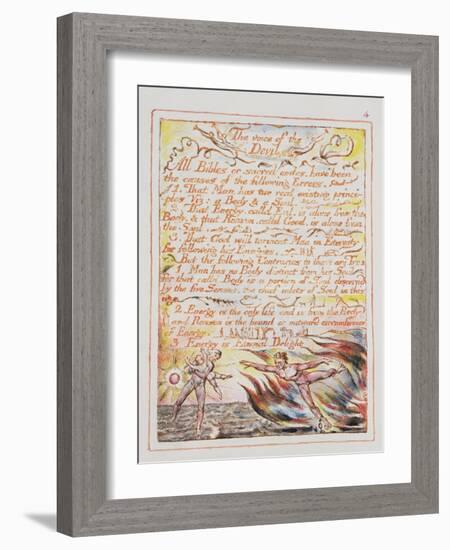 The Voice of the Devil, Illustration and Text from 'The Marriage of Heaven and Hell', C.1790-3-William Blake-Framed Giclee Print