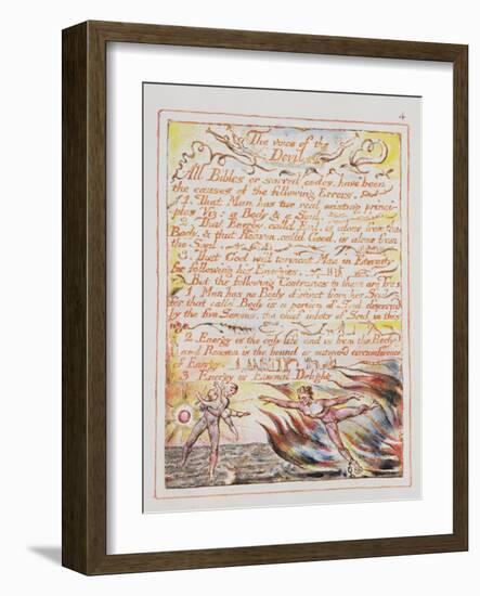 The Voice of the Devil, Illustration and Text from 'The Marriage of Heaven and Hell', C.1790-3-William Blake-Framed Giclee Print