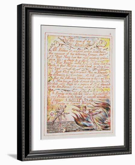 The Voice of the Devil, Illustration and Text from 'The Marriage of Heaven and Hell', C.1790-3-William Blake-Framed Giclee Print