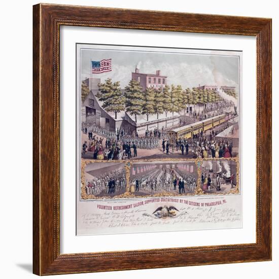 The Volunteer Refreshment Saloon Supported Gratuitously by the Citizens of Philadelphia-null-Framed Giclee Print