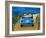 The VW Bug Series - The Blue Volkswagen Bug at the Beach-Martina Bleichner-Framed Art Print