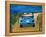 The VW Bug Series - The Blue Volkswagen Bug at the Beach-Martina Bleichner-Framed Stretched Canvas