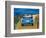 The VW Bug Series - The Blue Volkswagen Bug at the Beach-Martina Bleichner-Framed Premium Giclee Print