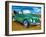 The VW Bug Series - The Green Volkswagen Bug at the the Beach-Martina Bleichner-Framed Art Print