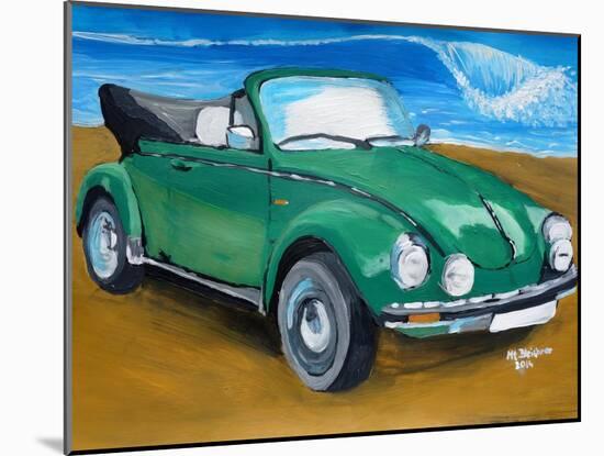 The VW Bug Series - The Green Volkswagen Bug at the the Beach-Martina Bleichner-Mounted Art Print