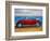 The VW Bug Series - The Red Volkswagen Bug at the beach-Martina Bleichner-Framed Art Print