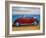 The VW Bug Series - The Red Volkswagen Bug at the beach-Martina Bleichner-Framed Art Print