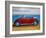 The VW Bug Series - The Red Volkswagen Bug at the beach-Martina Bleichner-Framed Art Print