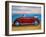 The VW Bug Series - The Red Volkswagen Bug at the beach-Martina Bleichner-Framed Art Print