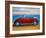 The VW Bug Series - The Red Volkswagen Bug at the beach-Martina Bleichner-Framed Art Print