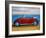 The VW Bug Series - The Red Volkswagen Bug at the beach-Martina Bleichner-Framed Art Print