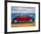 The VW Bug Series - The Red Volkswagen Bug at the beach-Martina Bleichner-Framed Art Print