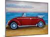 The VW Bug Series - The Red Volkswagen Bug at the beach-Martina Bleichner-Mounted Art Print