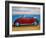 The VW Bug Series - The Red Volkswagen Bug at the beach-Martina Bleichner-Framed Art Print