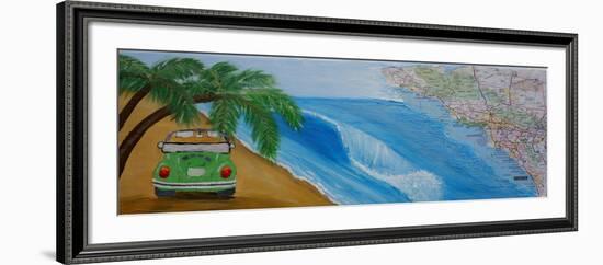 The VW Bug Series - The Travel the World VW Bug in California-Martina Bleichner-Framed Art Print