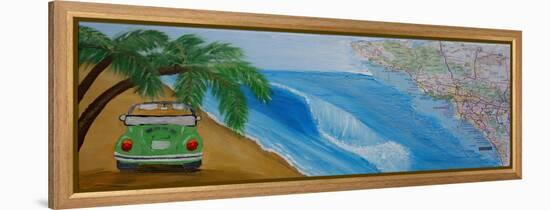 The VW Bug Series - The Travel the World VW Bug in California-Martina Bleichner-Framed Stretched Canvas